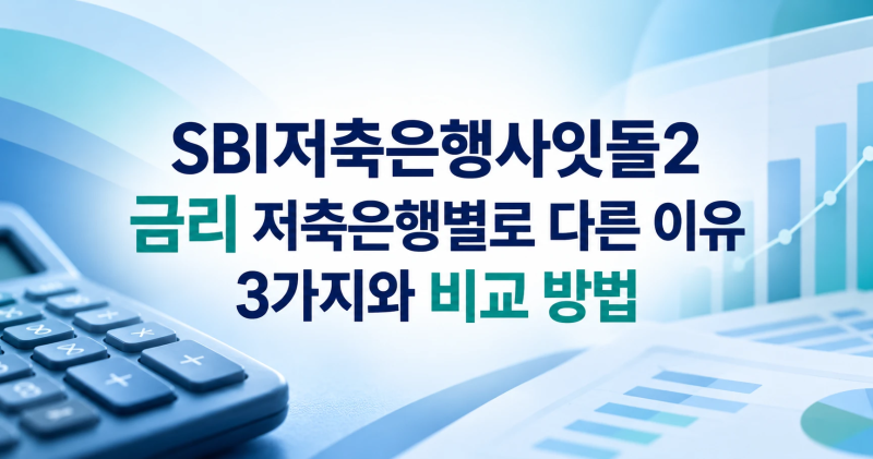 SBI저축은행사잇돌2 금리 저축은행별로 다른 이유 3가지와 비교 방법