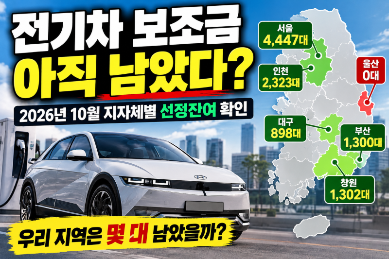 26.10.02기준 | 전기차 지자체별 보조금 남은 지역 | (+바로가기 링크)
