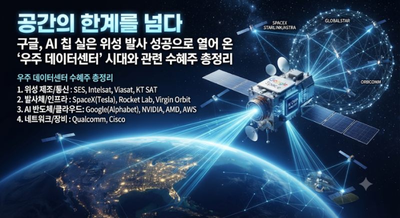 "공간의 한계를 넘다" 구글, AI 칩 실은 위성 발사 성공으로 연어 온 '우주 데이터센터' 시대와....