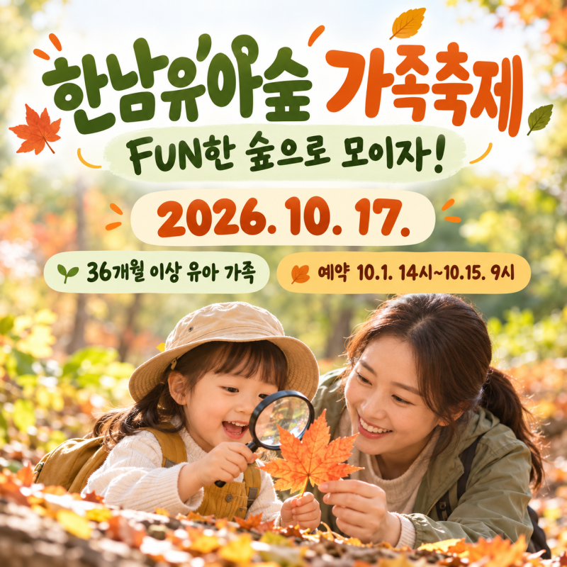 한남유아숲 가족축제｜10월 1일 예약·36개월 이상 무료체험