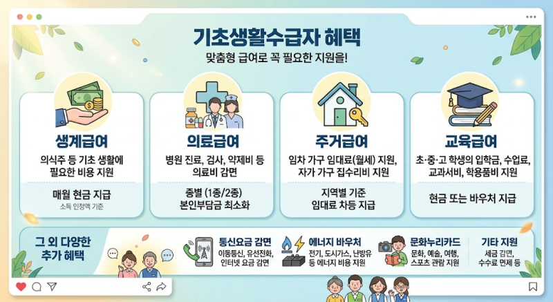 2026년 기초생활수급자 선정기준 및 혜택 총정리