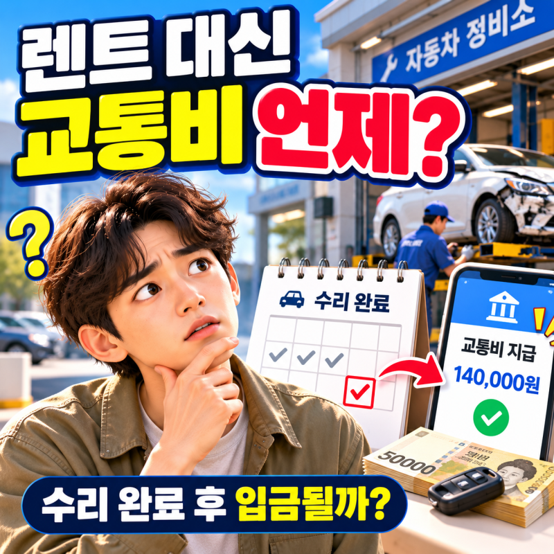 자동차 사고 렌트 대신 교통비 받으면 언제 입금될까? 수리 완료 후 지급 시점 확인법