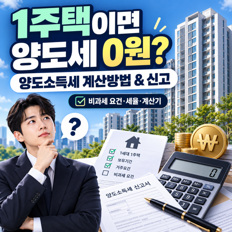'1주택이면 양도세 0원?' 양도소득세 계산방법&신고 한눈에(+세율 아파트 부동산)