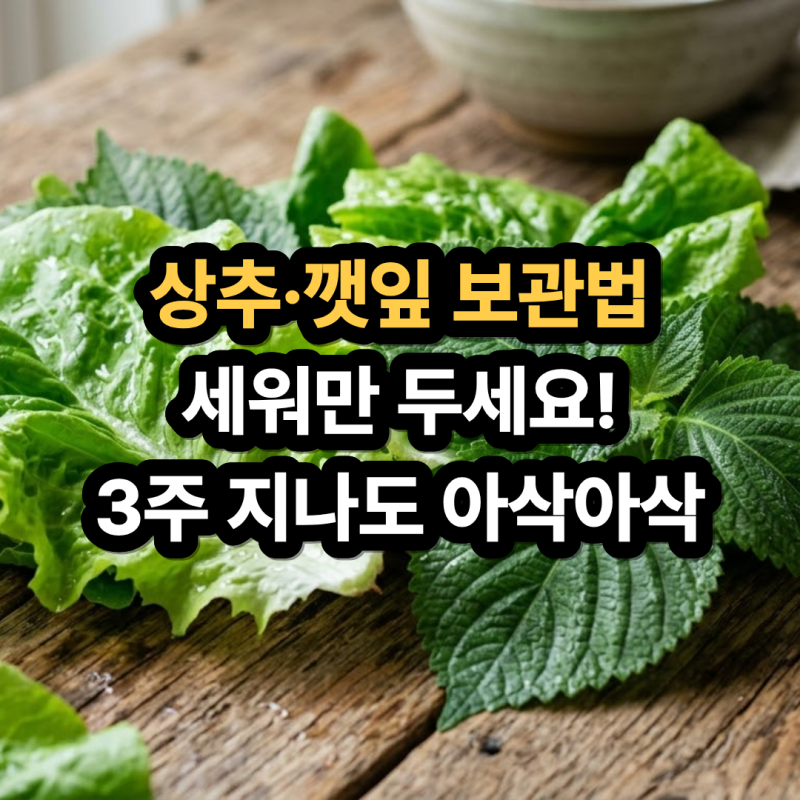 상추 깻잎 보관법, 세워만 두세요! 고깃집 남은 씻은 상추도 2~3주 지나 무름 없이 아삭한 꿀....
