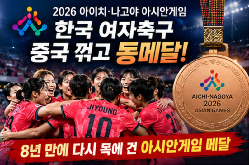 한국 여자축구, 중국 꺾고 동메달!