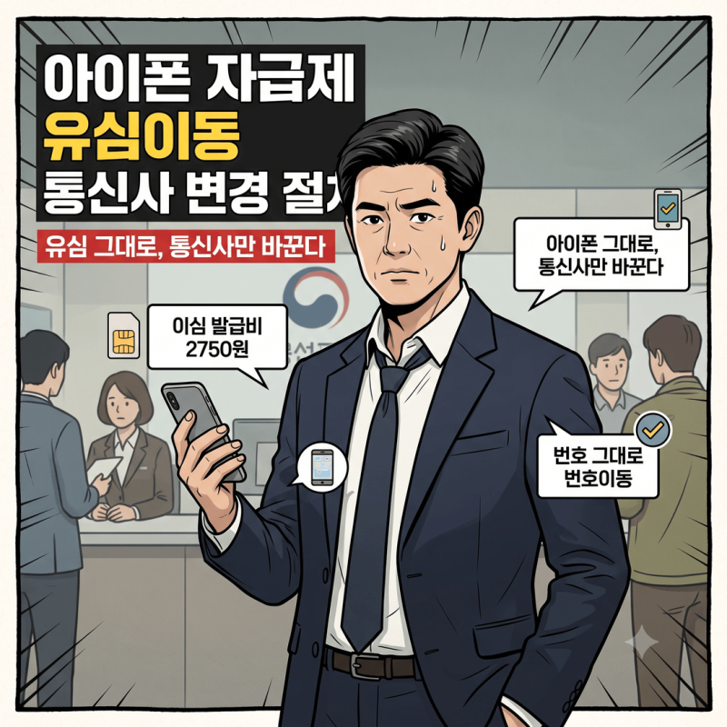 아이폰 자급제 eSIM 발급비 2750원, 유심 이동 없이 통신사만 변경하는 번호이동 절차