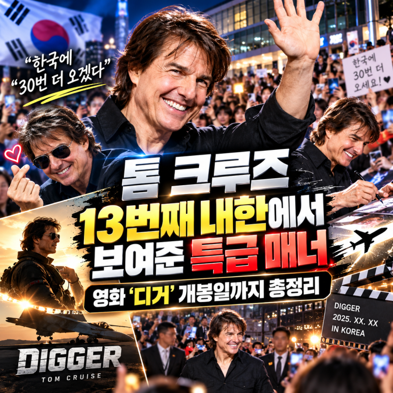 “한국에 30번 더 오겠다” 톰 크루즈, 13번째 내한에서 보여준 특급 매너…영화 ‘디거’ 개....