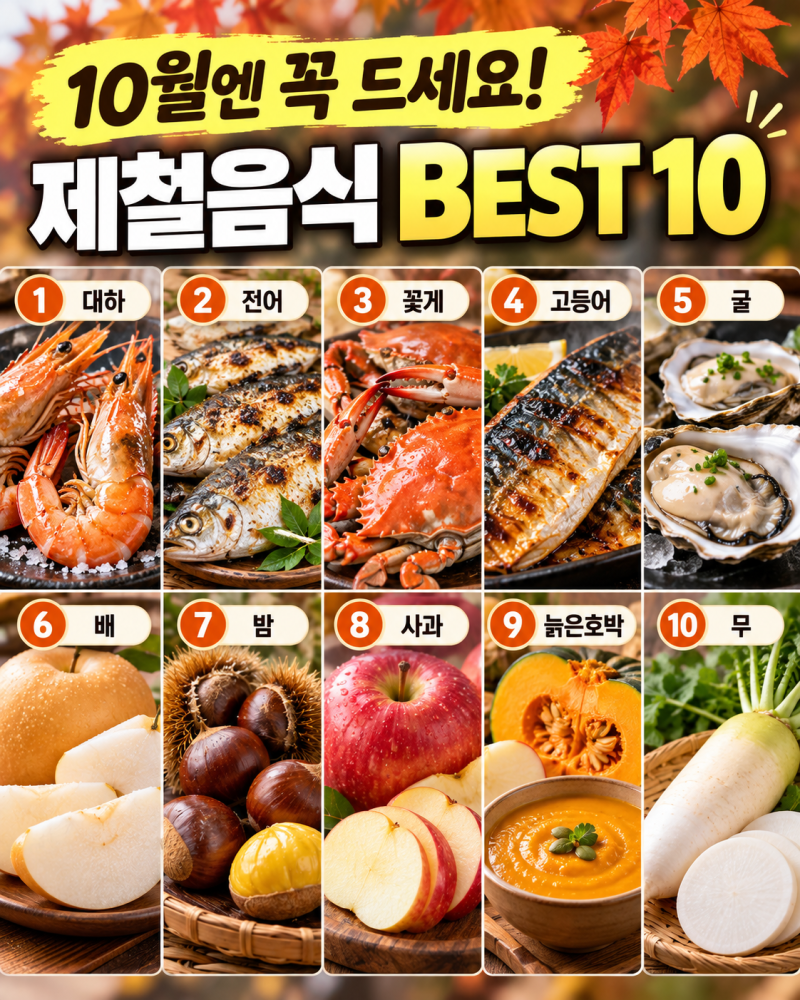 10월 제철음식 BEST 10, 보약이 따로 필요 없는 가을 제철 식재료
