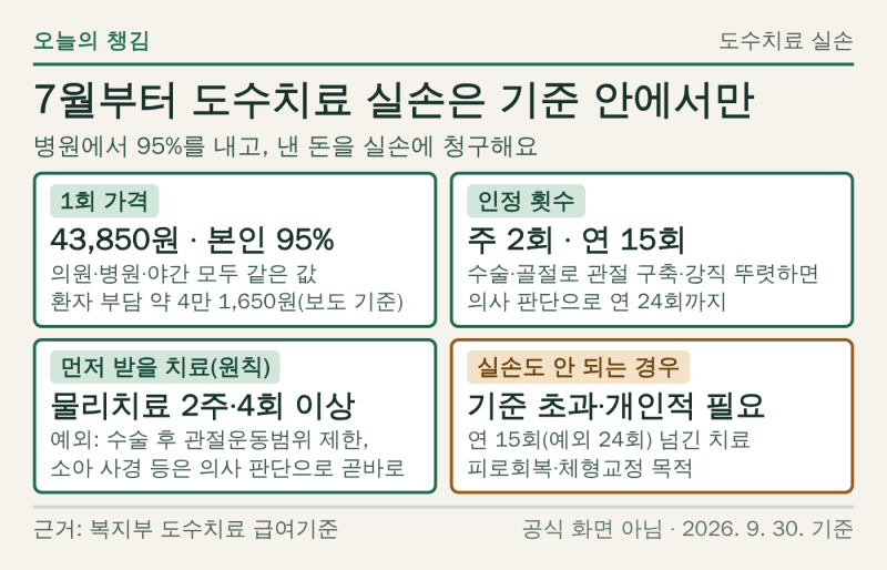 도수치료 실손, 연 15회(최대 24회)까지만 되고 넘긴 치료는 "실손보험 적용 제외"