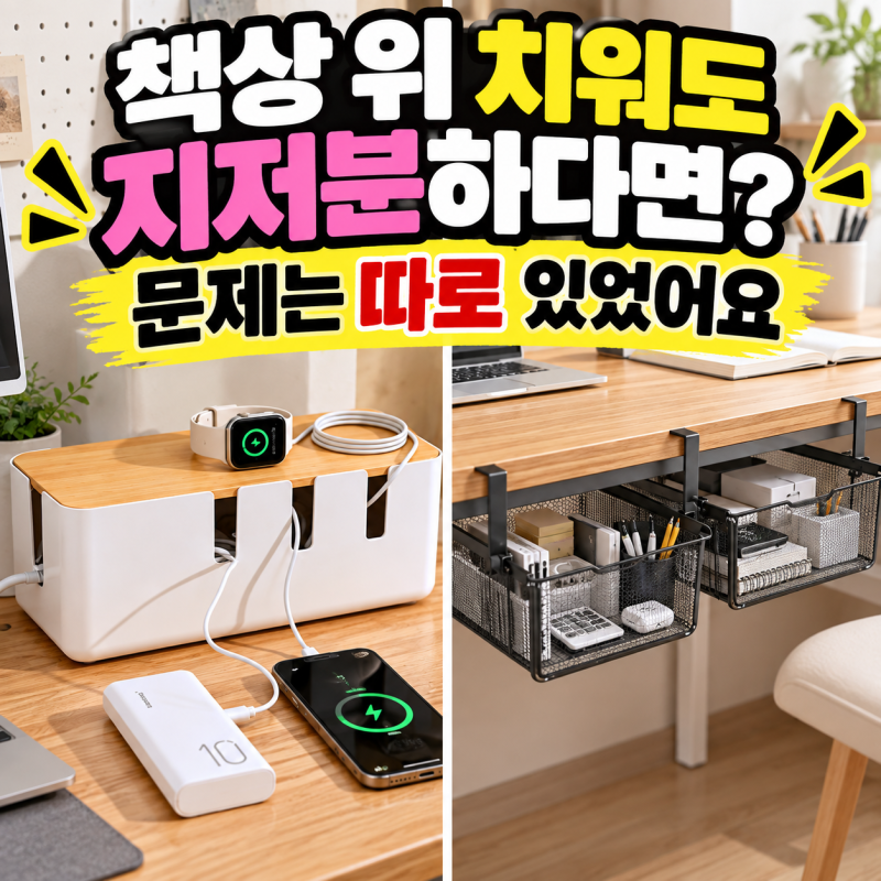멀티탭 정리함 책상 밑이 달라지는 생활용품 2가지