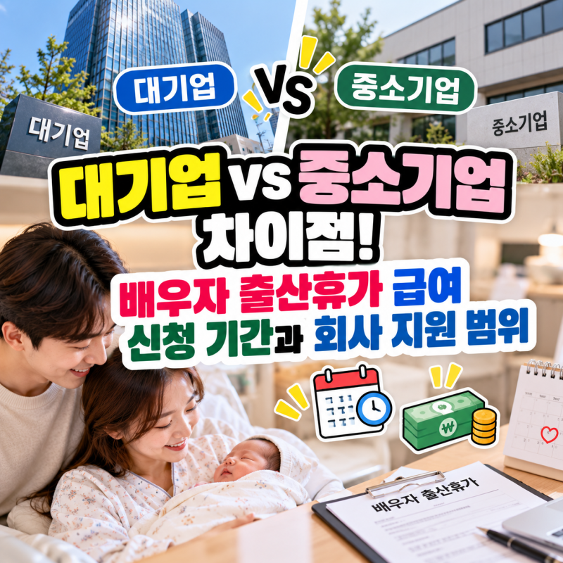 대기업 vs 중소기업 차이점! 배우자 출산휴가 급여 신청 기간과 회사 지원 범위