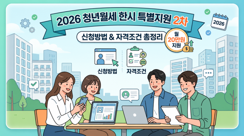 2026 청년월세 한시 특별지원 2차 신청방법 & 자격조건 총정리 (월 20만원)
