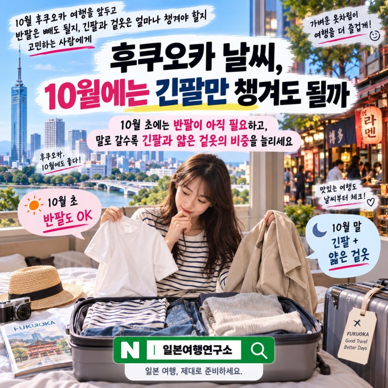후쿠오카 날씨, 10월에는 긴팔만 챙겨도 될까