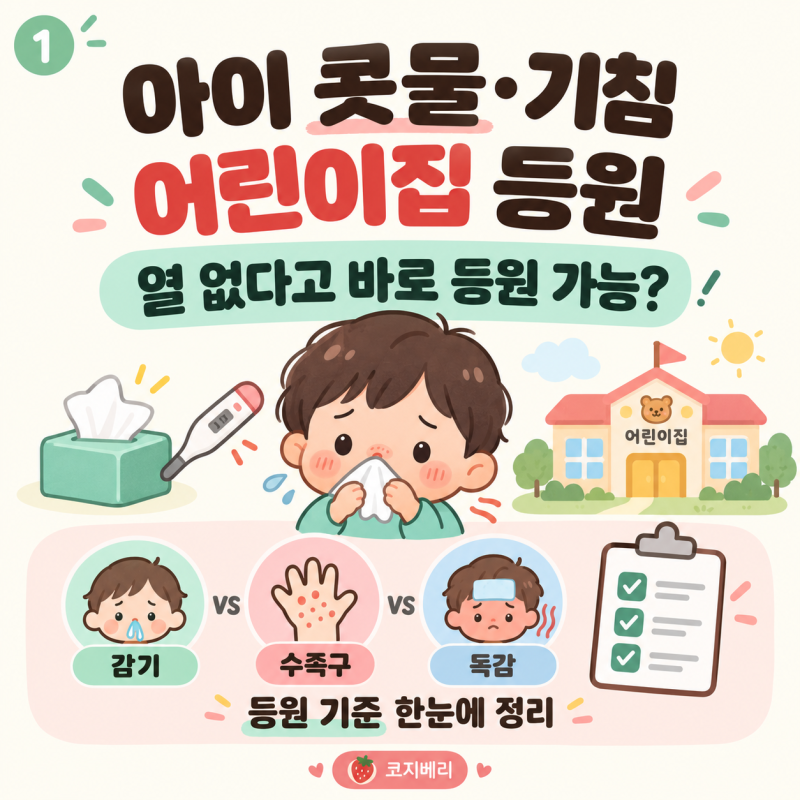 열은 없는데 콧물·기침하는 아이, 어린이집 등원해도 될까?