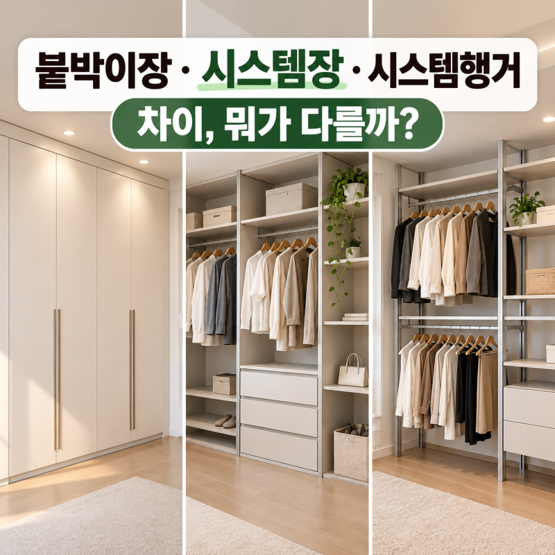 붙박이장·시스템장·시스템행거 차이, 뭐가 다를까?