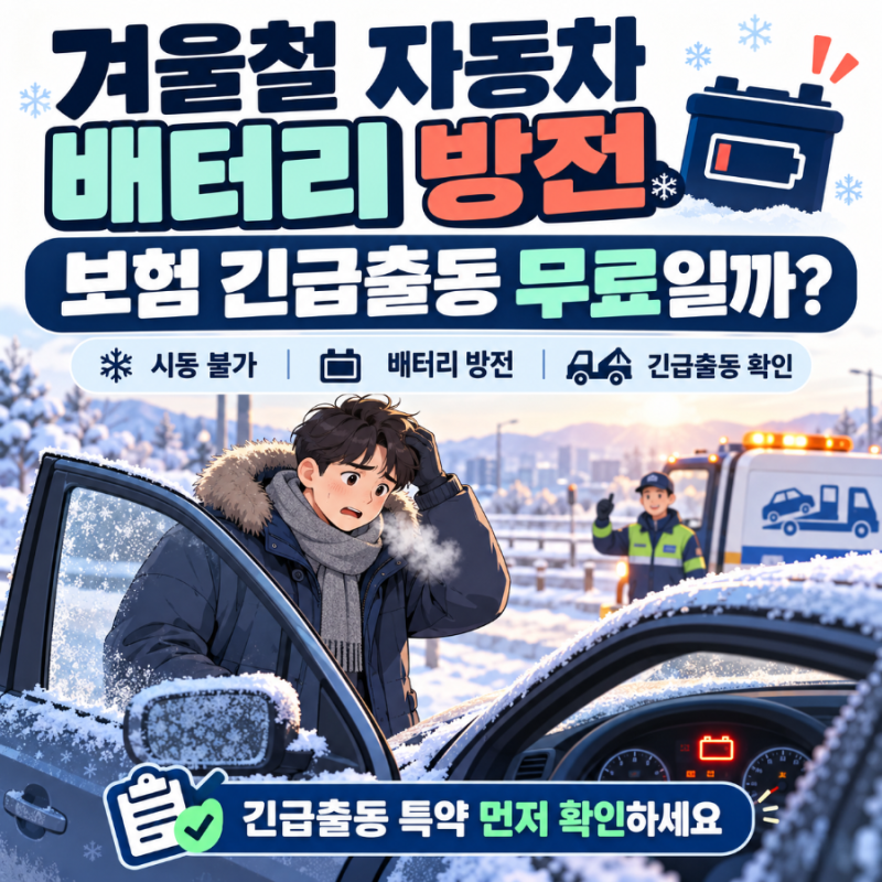 겨울철 자동차 배터리 방전｜보험 긴급출동 무료일까·몇 번까지 가능할까