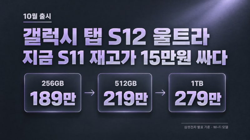 갤럭시 탭 S12 울트라, 지금 S11 재고 사면 15만원 싸다｜용량별 가격과 차이 계산