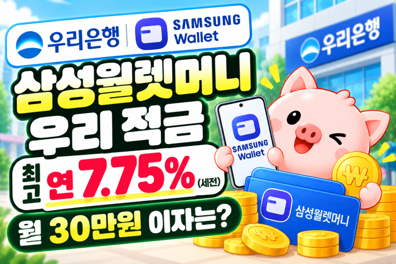 삼성월렛머니 우리 적금 최고 연 7.75%｜월 30만원 이자 얼마?