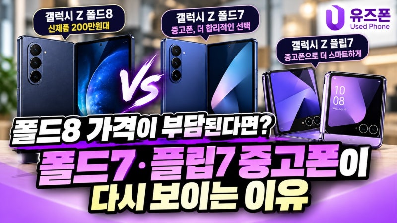 "폴드8 플립8 가격 부담된다면?" 갤럭시 Z폴드7 Z플립7 중고폰이 다시 보이는 이유 유즈폰