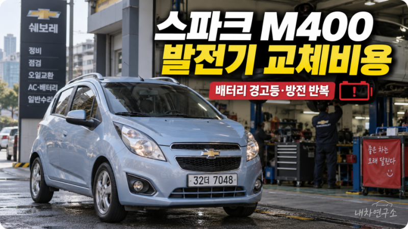 스파크 M400 발전기 교체비용, 배터리 경고등 켜지고 방전 반복되면 알터네이터부터 확인하세....