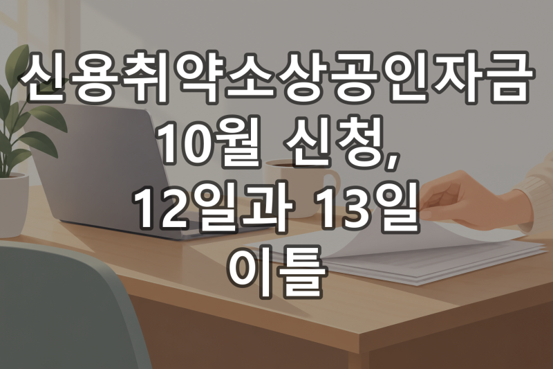 신용취약소상공인자금 10월 신청, 12일과 13일 이틀
