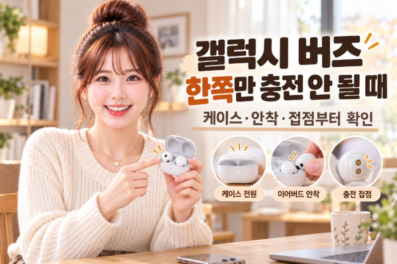 갤럭시 버즈 한쪽만 충전 안 될 때? 충전 단자·케이스 접촉부터 확인 방법