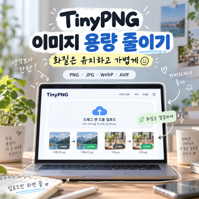 TinyPNG 이미지 용량 줄이는 방법 사진 화질은 유지하면서 압축해요