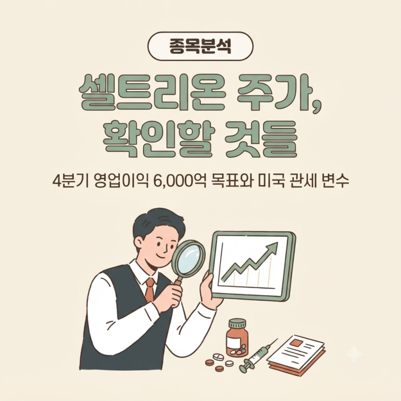셀트리온 주가, 4분기 영업이익 6,000억 목표와 미국 관세 변수 사이에서 확인할 것들