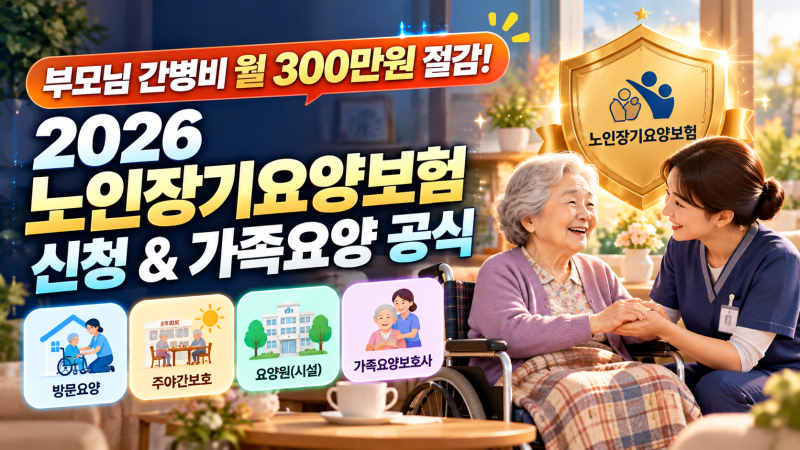 "부모님 간병비 월 300만원 걱정 끝!" 2026 노인장기요양보험 1~5등급 신청 방법과 본인부담금 85....