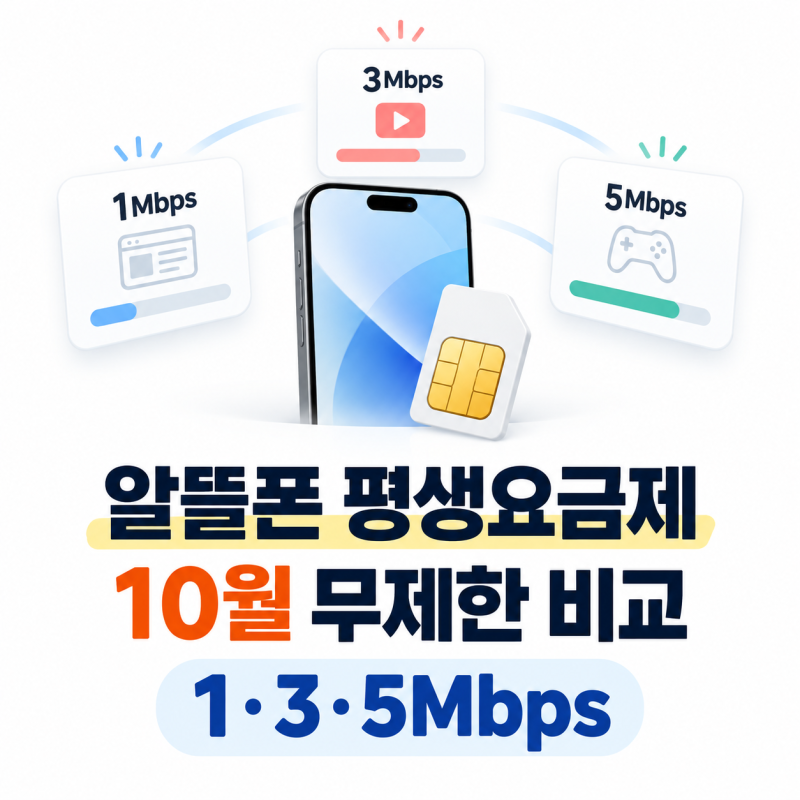 알뜰폰 평생요금제, 2026년 10월 무제한 1·3·5Mbps 비교