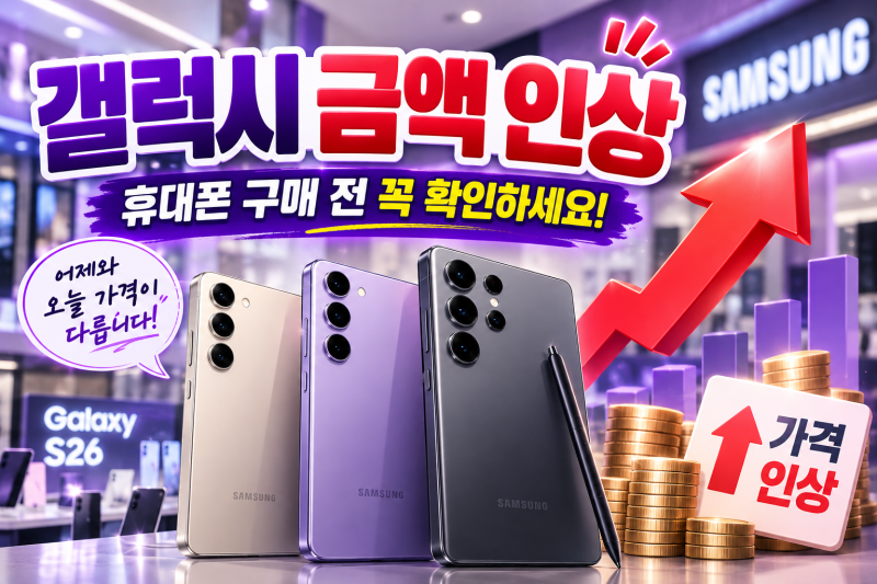 갤럭시S26시리즈 금액 인상, 휴대폰 구매 전 꼭 확인하세요