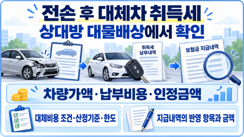 자동차 전손 후 대체차 취득세, 상대방 보험에 무엇을 확인할까?