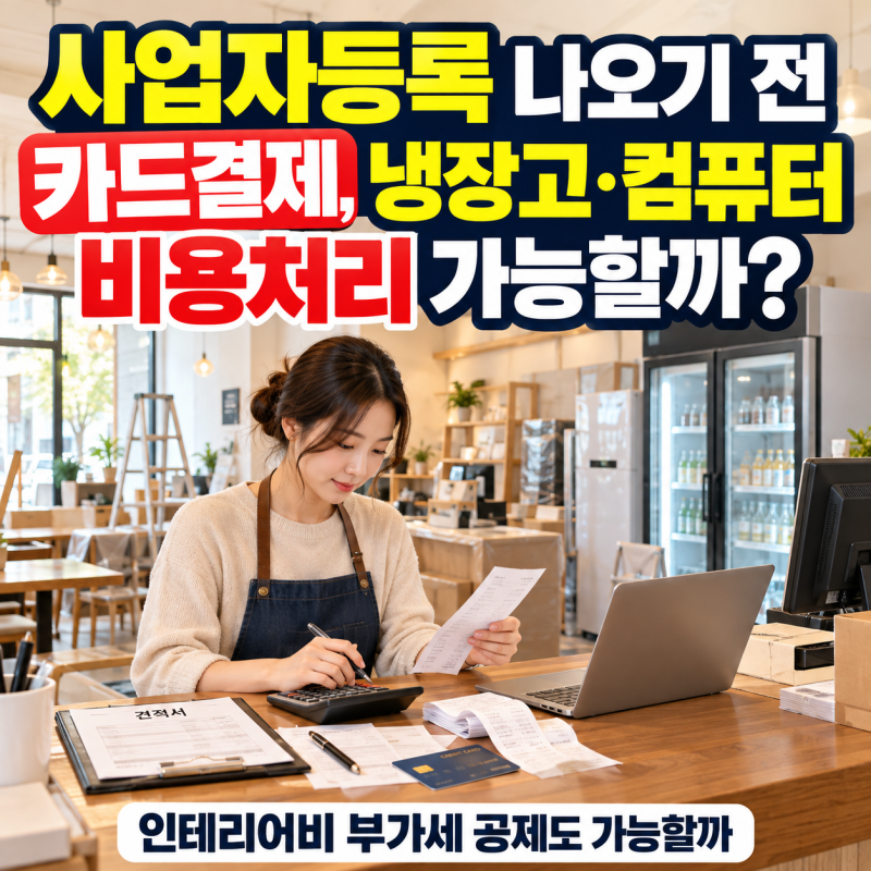 사업자등록 전 카드결제, 냉장고 컴퓨터 산 돈도 비용처리 가능할까?