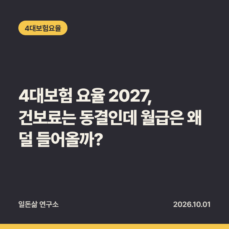 4대보험 요율 2027, 건보료는 동결인데 월급은 왜 덜 들어올까?