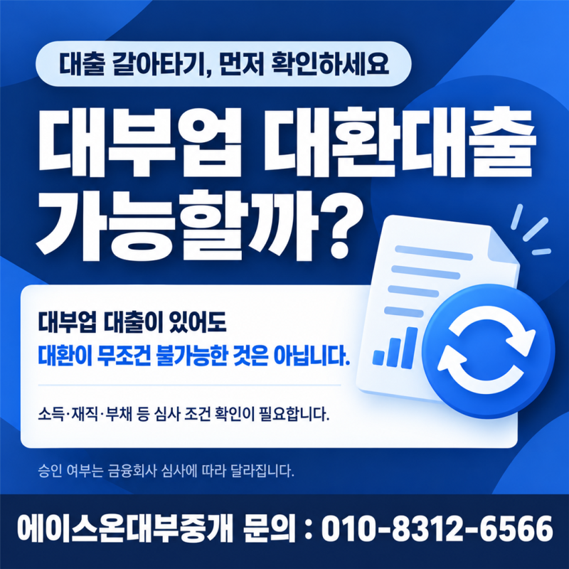 대부업 대환대출 대부 2곳 800만원을 정리하고 싶다면 가능할까?