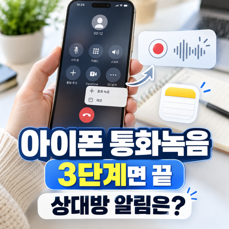 아이폰 통화녹음 방법 3단계 상대방에게 녹음 알림도 갈까?