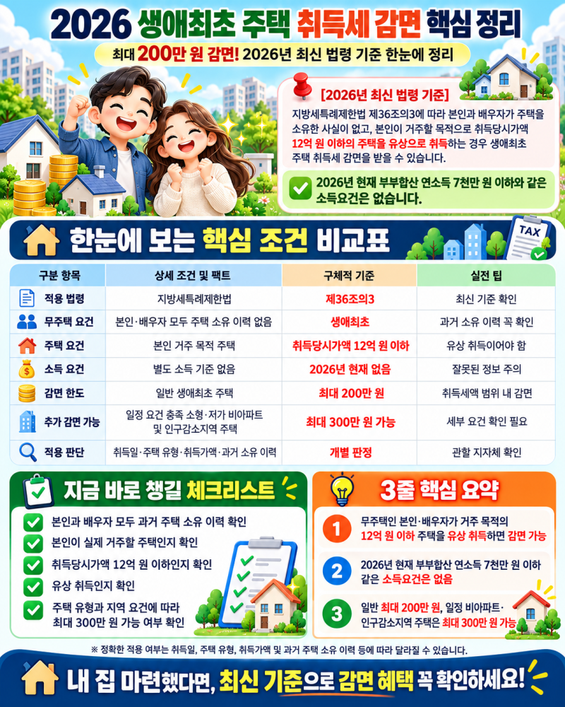 [2026 최신] 생애최초 주택구입 취득세 감면 자격 요건 및 신청 서류 총정리