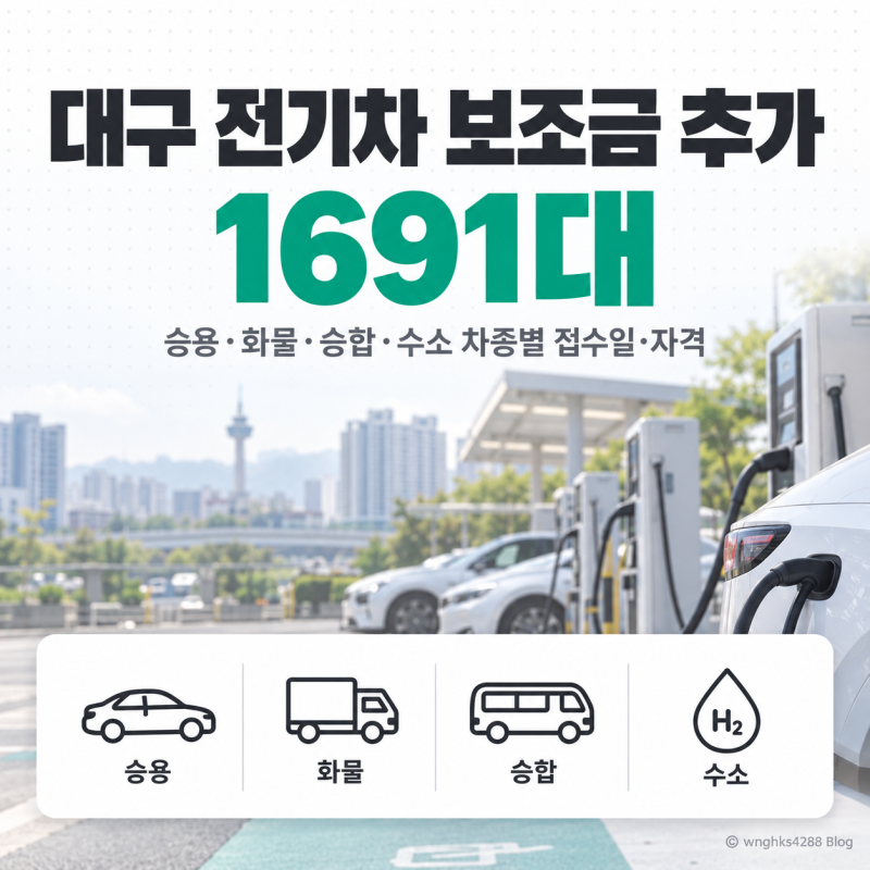 대구 전기차 보조금 추가 1691대, 차종별 접수일·자격 정리