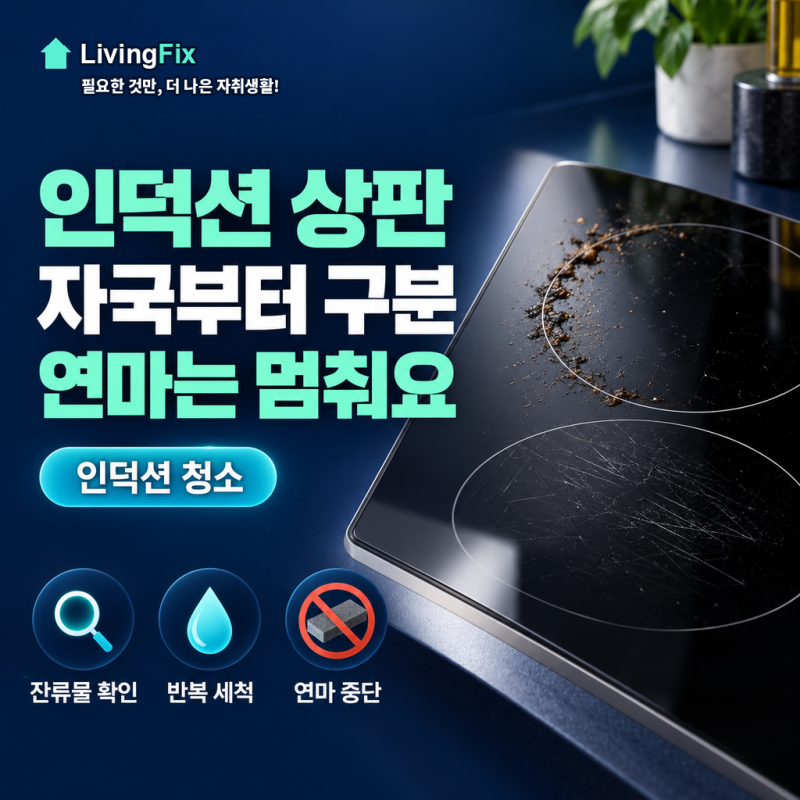인덕션 청소, 탄 자국과 흠집 구분법
