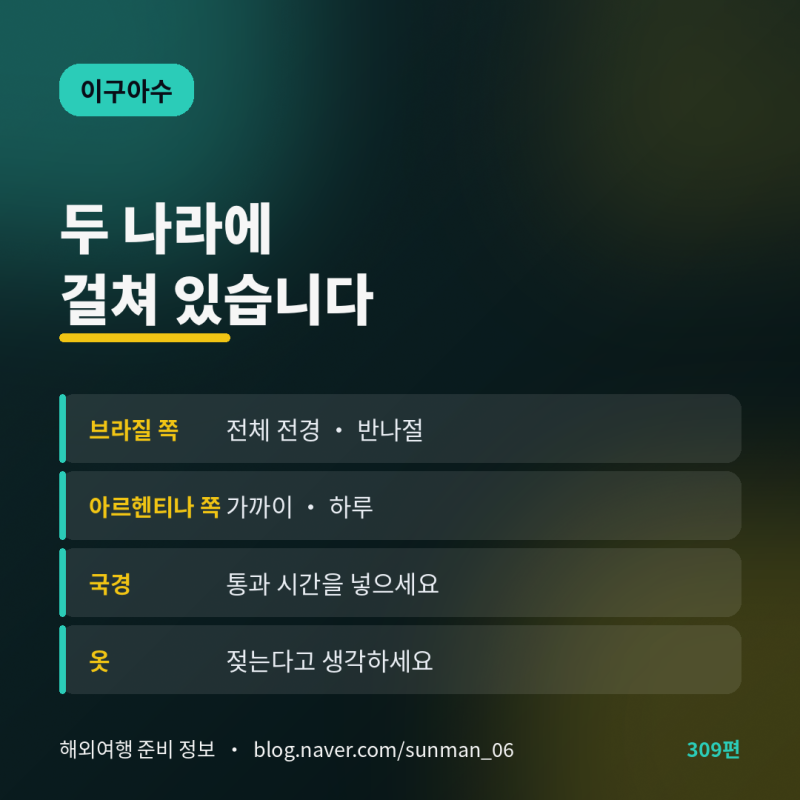 이구아수는 두 나라에 걸쳐 있습니다 (양쪽이 보이는 게 다릅니다)