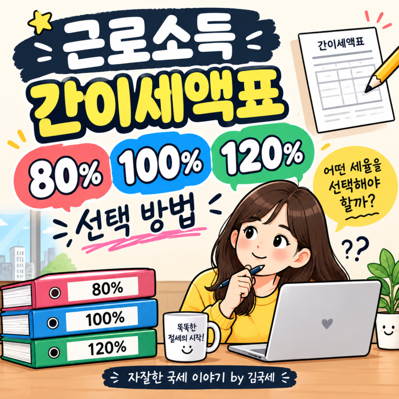 근로소득 간이세액표 세율 80% 100% 120% 선택 방법