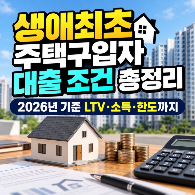생애최초 주택구입자 대출 조건 총정리｜2026년 기준 LTV·소득·한도까지