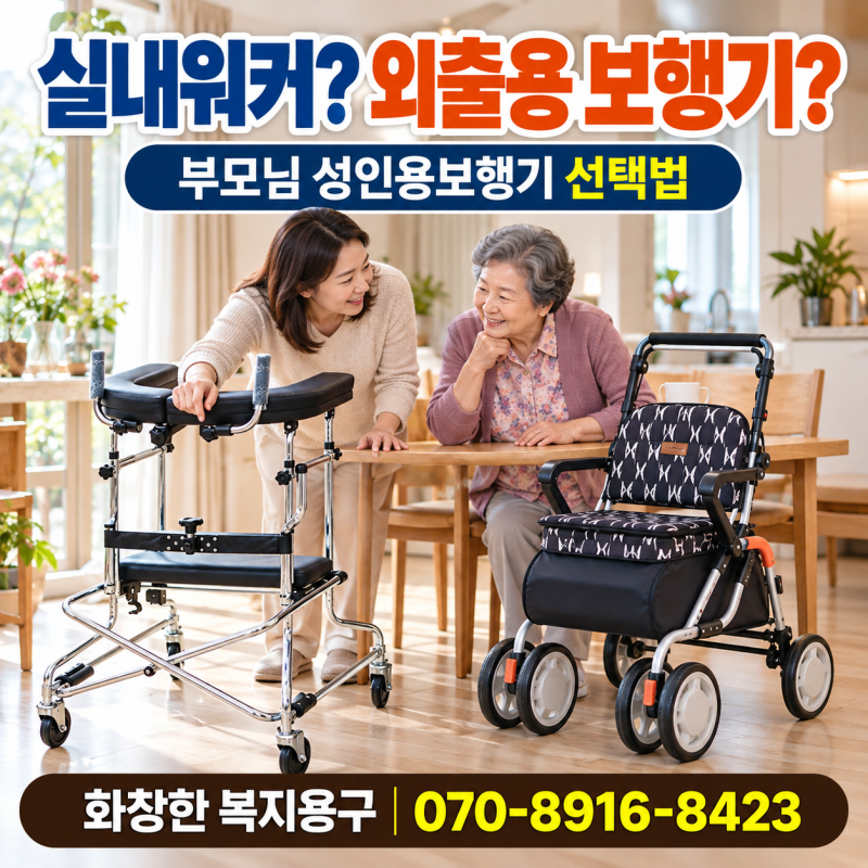 청주·진천·음성 성인용보행기, 실내워커와 외출용 노인보행기·실버카 뭐가 다를까?