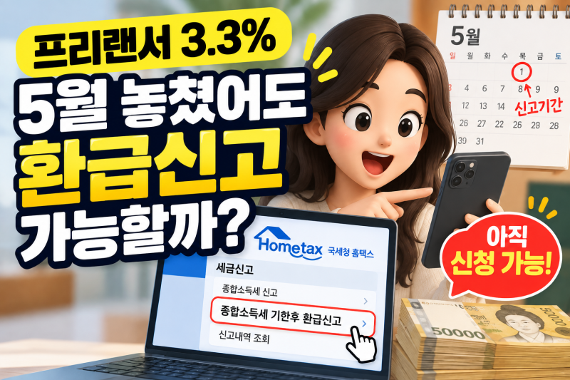 프리랜서 3.3% 기한후 환급신고, 5월 놓쳤어도 받을 수 있을까?