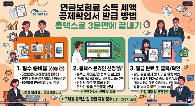 연금보험료 소득 세액 공제확인서 발급 방법 홈택스로 3분만에 끝내기