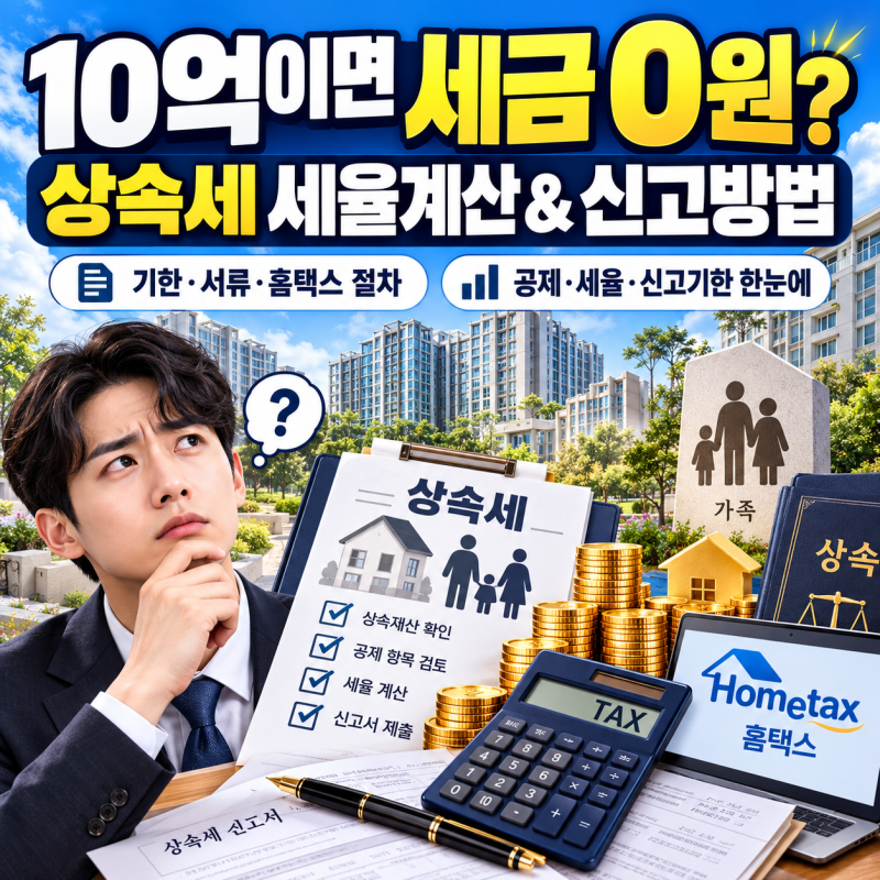 '10억이면 세금0원?' 상속세 세율계산&신고방법&기한,서류까지(+셀프 홈택스 절차 기간)
