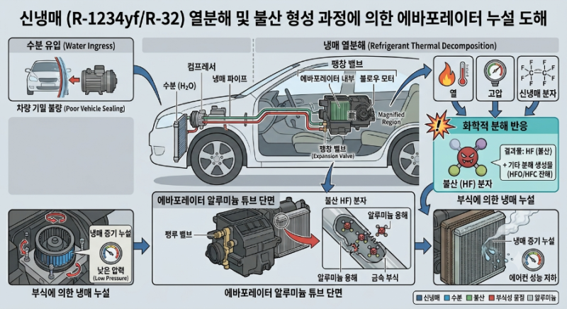 쉐보레 트랙스 크로스오버 자동차 에어컨 #신냉매 누설 - 에어컨 콘덴서 교체와 에어컨 관리....