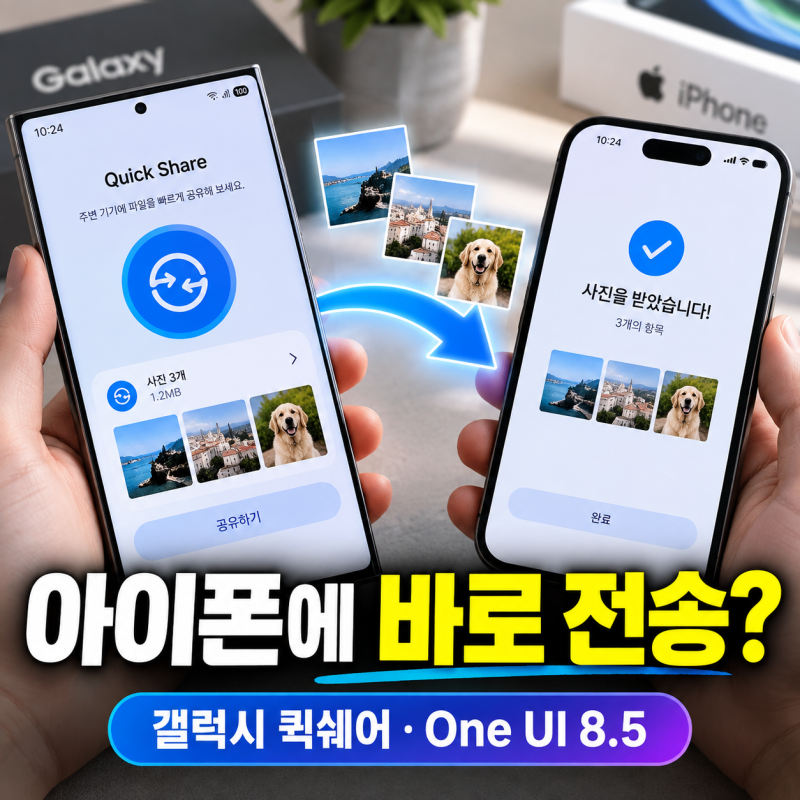 갤럭시 퀵쉐어로 아이폰에 사진 보낼 수 있을까? One UI 8.5 에어드롭 사용법