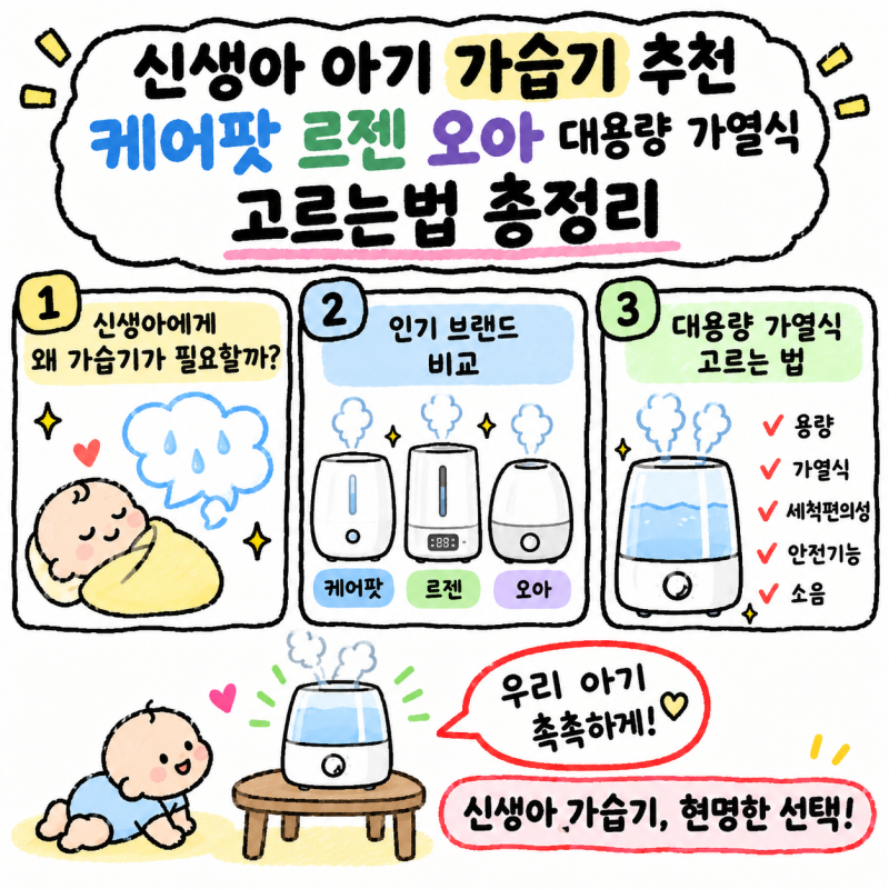 신생아 아기 가습기 추천 케어팟 르젠 오아 대용량 가열식 고르는법 총정리