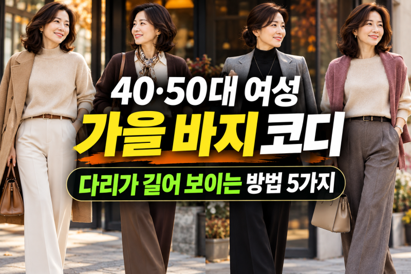 40·50대 여성 가을 바지 코디｜다리가 길어 보이는 방법 5가지